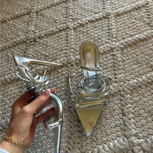 Silver Strappy Heels